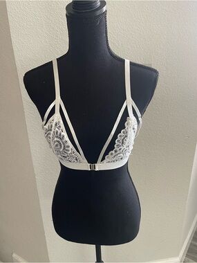 White Lace Bralette with Strappy Details